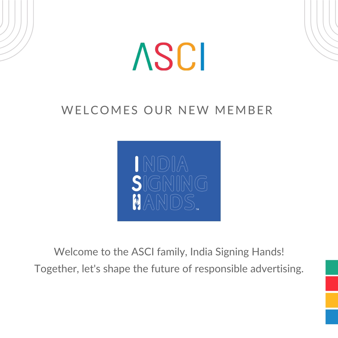 ascionline's tweet image. We welcome @isigninghands to the ASCI family! They works towards making information accessible to the hearing impaired community through sign language content and communication services.

For ASCI membership: member@ascionline.in

#ASCIMember #ResponsibleAdvertising