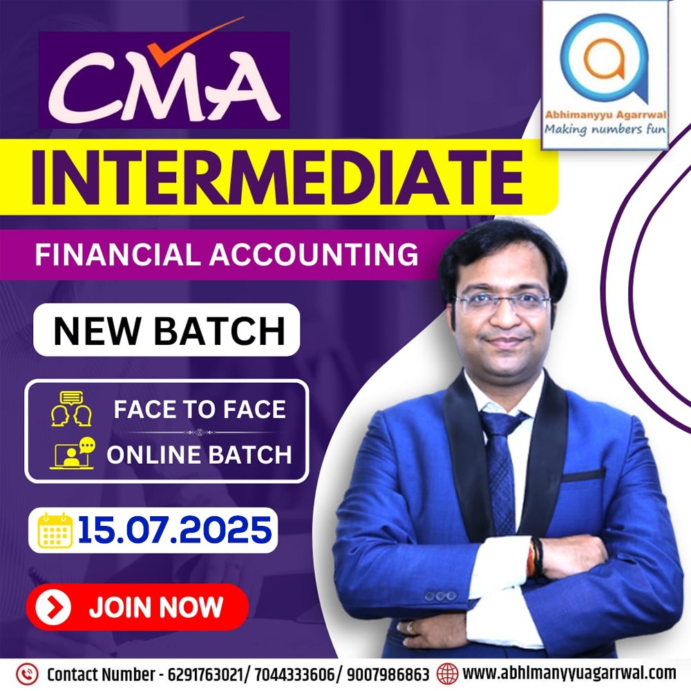 Abhimanyyu19's tweet image. 📘 Struggling with Financial Accounting?
Let’s make it your strongest subject!
🚀 New CMA Intermediate Batch starts 15th July 2025
🏆 Results that speak. Mentorship that transforms.
📲 DM or WhatsApp: 6291763021 / 7044333606/ 9007986863
#CMAIntermediate #AbhimanyyuAgarrwalClasses