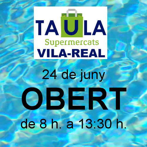 El martes  24 de junio el almacén de la Cooperativa permanecerá cerrado. El supermercado Taula estará abierto de 8 a 13:30 h.