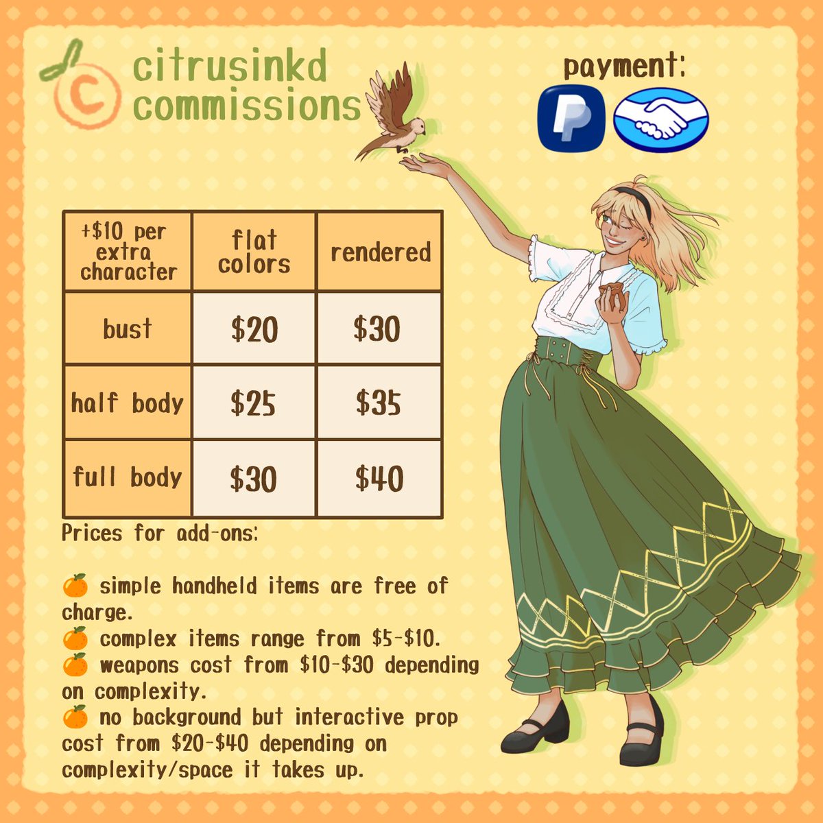 citrusinkd's tweet image. ๐ COMMS OPEN!!!โ(แตแแต)โ๐
โข via DM or VGen (in my bio and linked below!)
โข don't forget to read my ToS (also linked below!) and if you have any questions my DM's are open!
thank you~ (หถแตแตแตหถ)