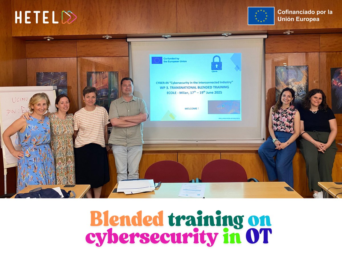 Completing the #blended training in #cybersecurity in OT environments in Milan  🇮🇹 Hosted by ECOLE, including a visit to #Vodafone Automation, and an example of a challenge led by #MaristakDurango. Productive week! 💡🔐#ErasmusPlus #CyberIn #project hetel.eus/en/completing-…
