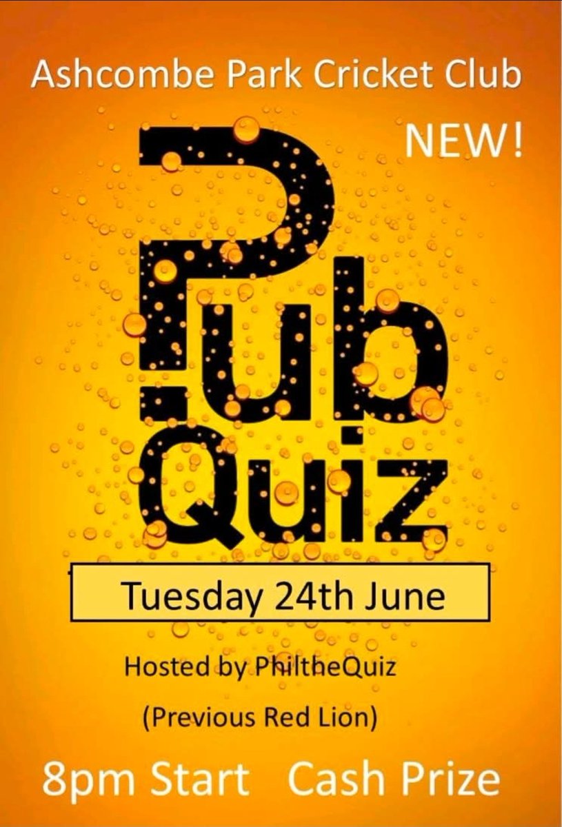 Ashcombe Park CC (@ashcombeparkcc) on Twitter photo ββ QUIZ TIME ββ
π
 Tuesday 24th
π 8pm start
π«  Everyone welcome 
π» Club open from 6pm
ππ ββ QUIZ TIME ββ
π
 Tuesday 24th
π 8pm start
π«  Everyone welcome 
π» Club open from 6pm
ππ