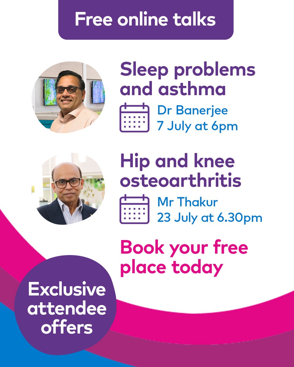 Don't miss out on July's online talks! 

Led by our UK-trained Consultants, they're free to attend and you'll have the chance to ask anonymous questions.

Register now and start your journey to better health today: ow.ly/Sb6z50WcaYs