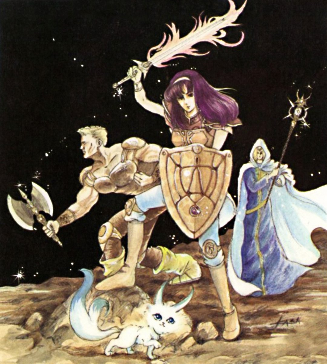 peachflavor3d's tweet image. The artwork of #PhantasyStar used on the cover of the #Sega #MasterSystem release in Korea. Unfortunately sources for this one are not good so the result isn't what I hoped for. Usual upscale/clean/retouch process applied. It's signed "KASA" but I have no clue who that is.