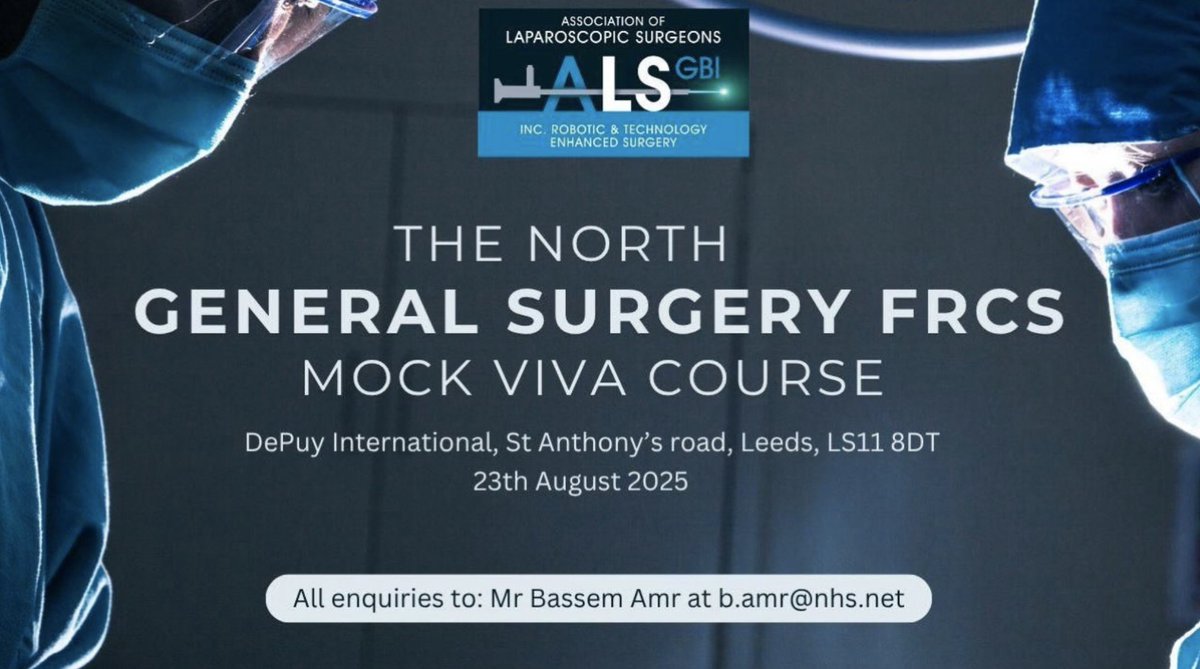 roux_group's tweet image. General Surgery FRCS Mock Viva on 23rd August in Leeds 🧠🗣️
✅ Realistic exam-style viva circuits
✅ Consultant-led feedback
✅ Academic viva prep session
💸 14.3% discount for Roux Members!
📩 Email b.amr@nhs.net to book
Program: alsgbi.org/wp-content/upl…