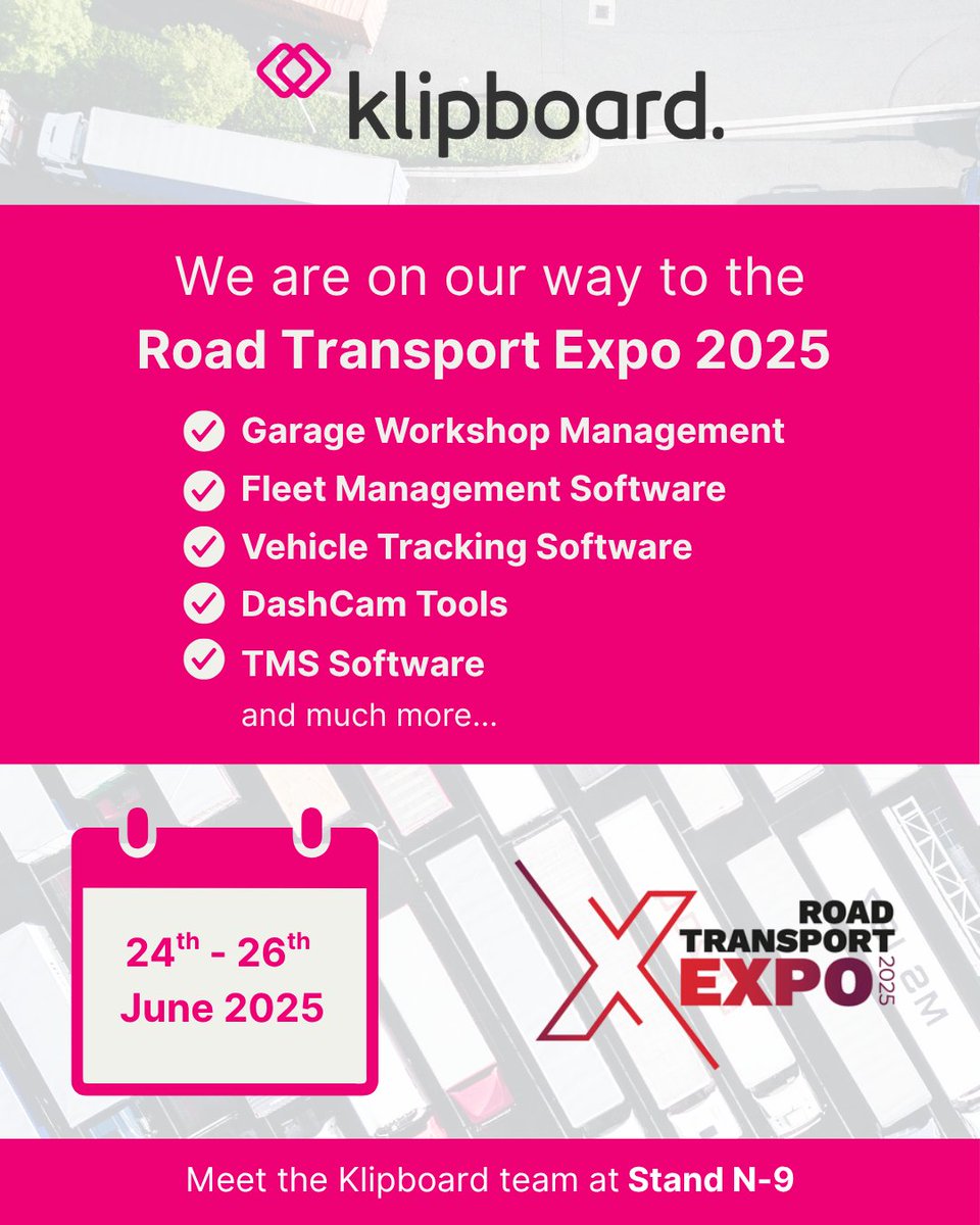 mamsoft's tweet photo. 🚚 We’re at #RoadTransportExpo2025! See how our smart, digital solutions like DashCam, Vehicle Tracking &amp; Vigo TMS can transform fleet management. Ditch the paperwork &amp; level up your operations. Visit us at Stand N9! ✨ https://t.co/8YObRqSWIJ