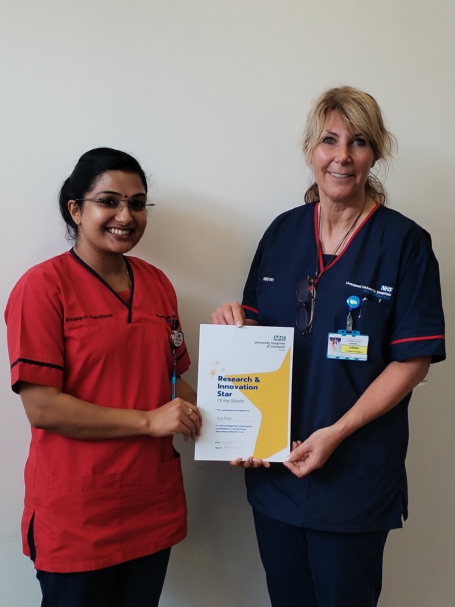 Congratulations to Arya Rajan, research nurse at UHLG on becoming a research star✨

Our research stars are selected for their dedication and work within research at our hospitals.