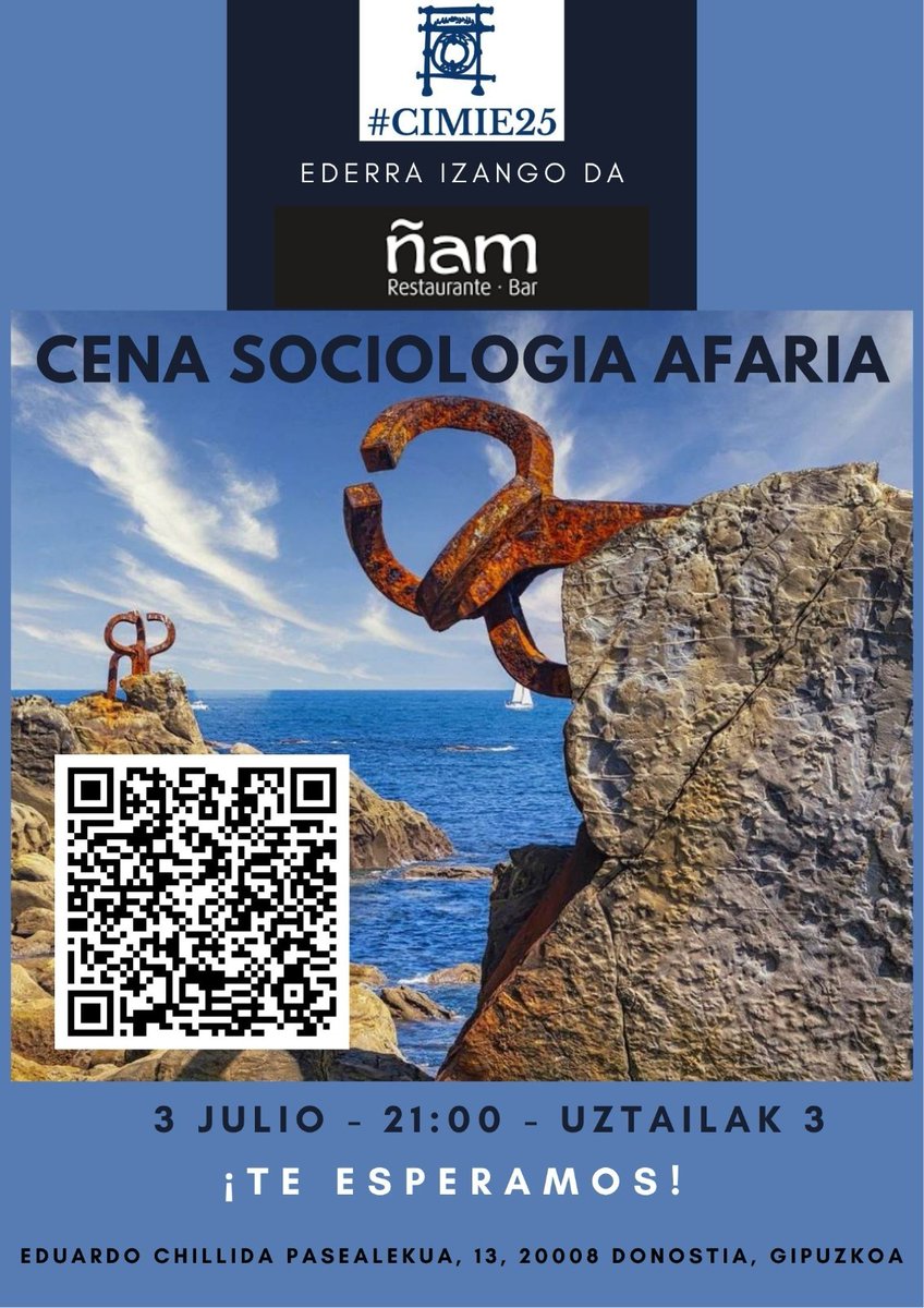 🗓️3 de julio ⏰21:00
👉 ¡No te quedes fuera!
🍽️Ya puedes apuntarte a la cena del 'Área de Sociología' de #CIMIE25, que el último día para inscribirse es el 28 de junio.
¡Va a ser una noche para recordar! <a href="/AsociacionAMIE/">AMIE</a> 
docs.google.com/forms/d/e/1FAI…