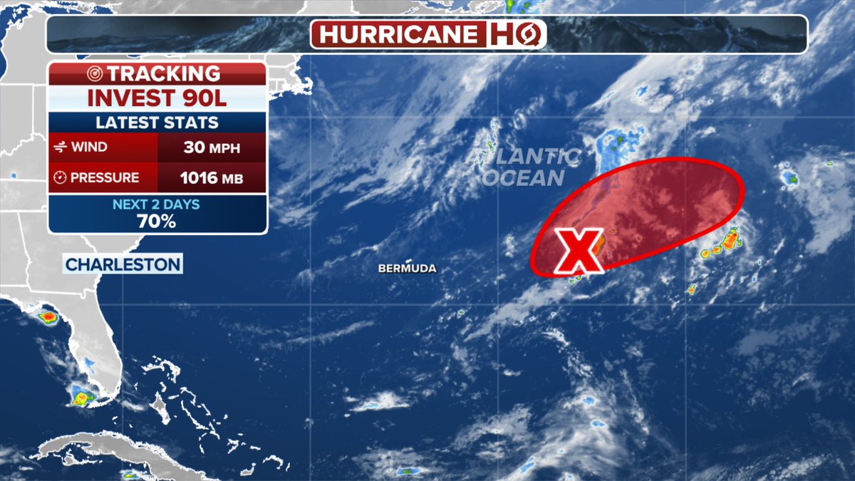 Up to 70% on Invest #90L ... good news it's not gonna impact any land. <a href="/DylanFedericoWX/">Dylan Federico</a>