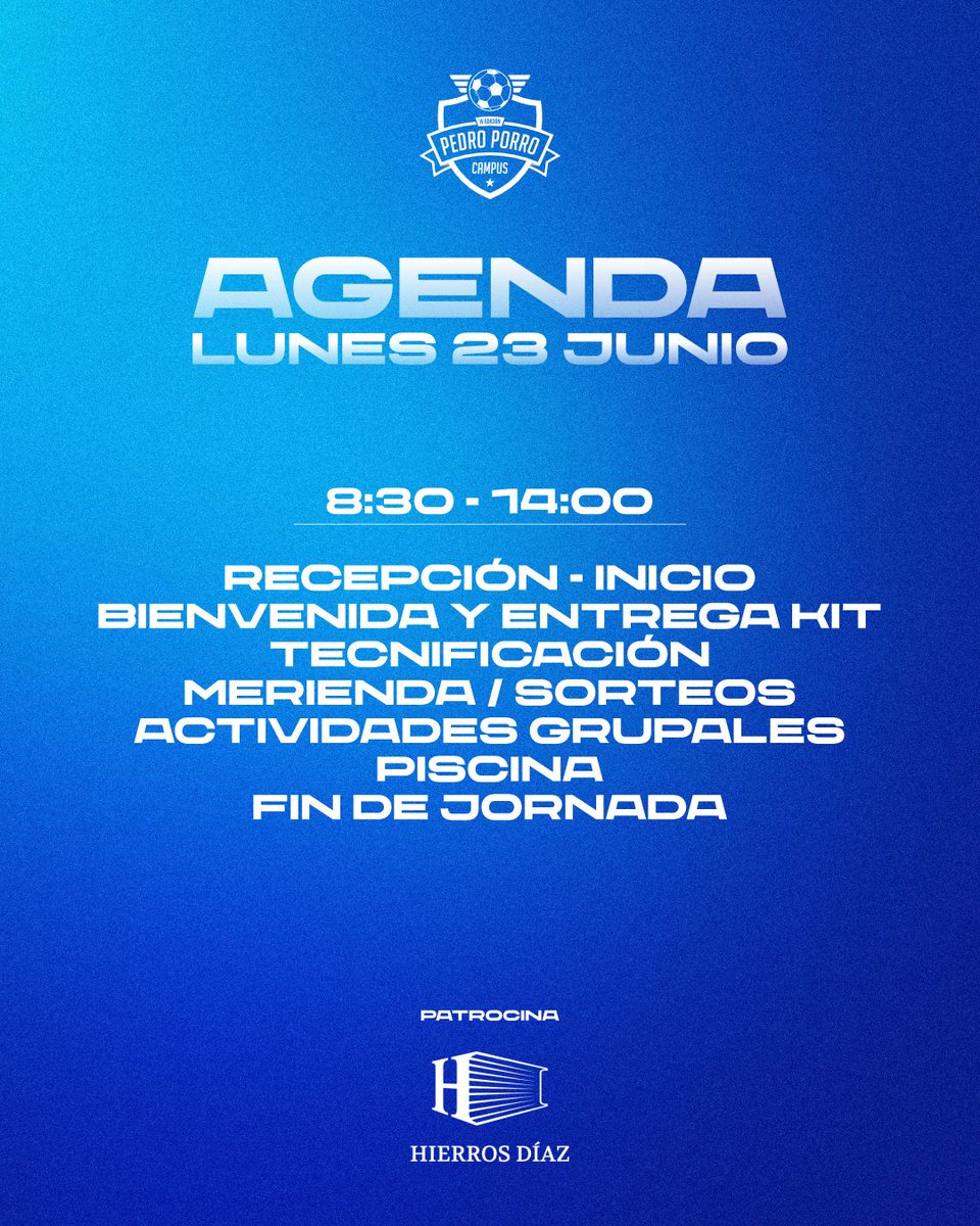 ➡️ ¡Así arranca el primer día del #CampusPedroPorro 2025!

⚽ Entrenamientos, juegos, competiciones… y sobre todo, muchísima ilusión desde el minuto uno.

✌ ¡Nos espera una jornada llena de fútbol y buenos momentos!