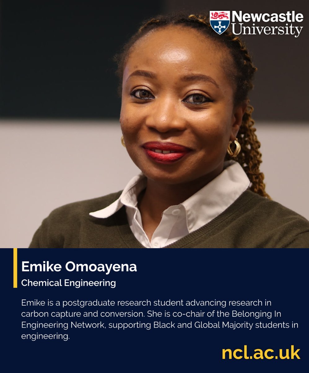 UniofNewcastle's tweet image. Today is #INWED25 and we're celebrating the many women across our @EngineeringNCL community who are making an impact, like Kiri, Katarina, Zaynah and Emike.
#WeAreNCL