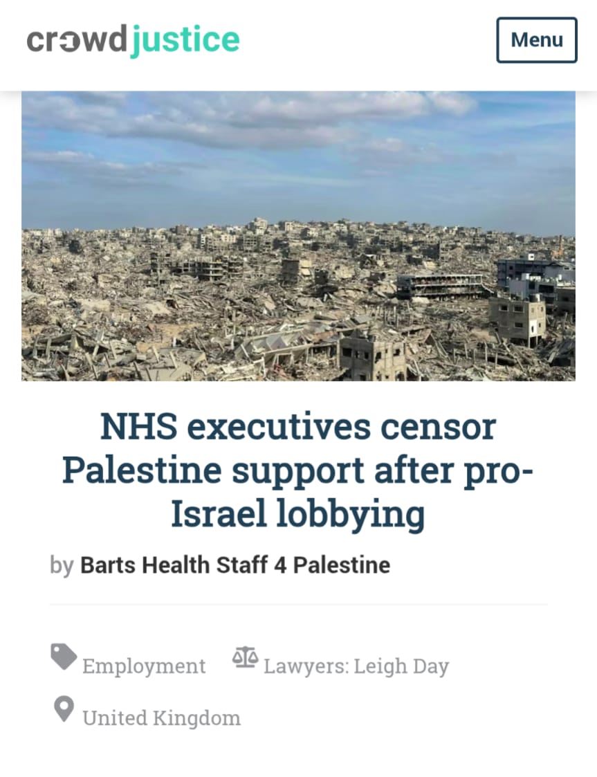 DemandChangeWF's tweet image. CROWDFUNDING ALERT

Staff at Barts Health NHS Trust fight back against Zionist lobbying which led to a ban on visible expressions of support for Palestine. 

Donate to their legal case here: bit.ly/44odJYL 

#defendprotest #StandForFreedom #FreePalestine #walthamforest