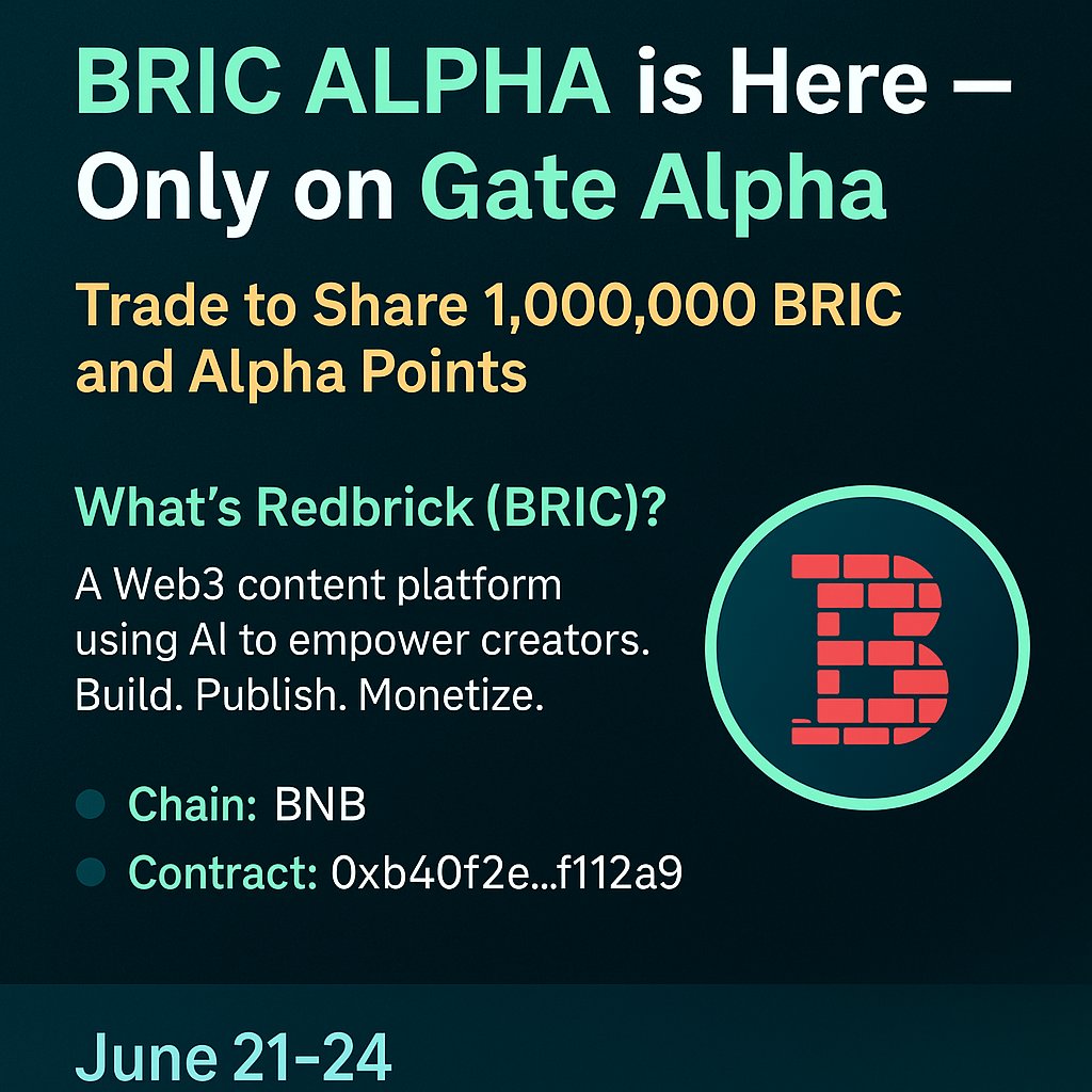 UnrealMoh's tweet photo. 🎮 Web3 Gaming gets a reboot!
@GateioAlpha celebrates the global debut of Redbrick $BRIC — an AI-powered platform revolutionizing game creation &amp; monetization.

🚀 Trade $BRIC on Gate Alpha to share 1,000,000 BRIC + Alpha Points!
🗓️ June 21–24
Sign up: https://t.co/t2ptfP6Cmz https://t.co/qScmHLcyNF
