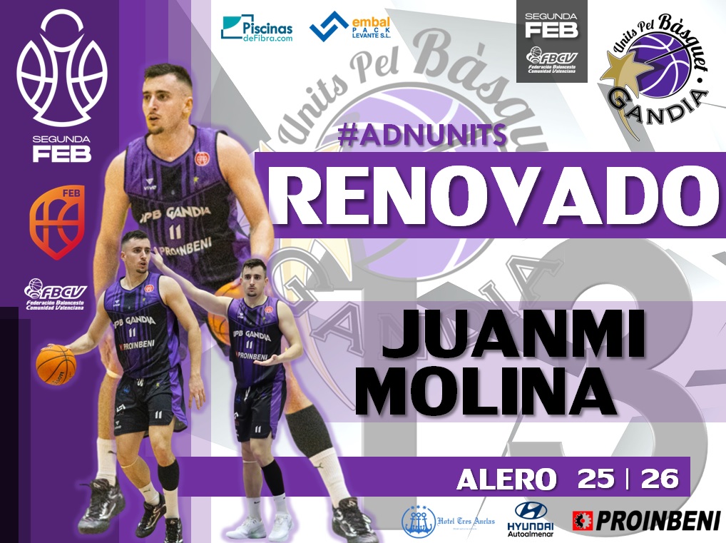 UPBGandia's tweet image. 𝗖𝗢𝗠𝗨𝗡𝗜𝗖𝗔𝗗𝗢 𝗢𝗙𝗜𝗖𝗜𝗔𝗟 | 🏀

El Units Pel Bàsquet Gandía y @Juanmimolina11_ han alcanzado un acuerdo para renovar su vinculación una temporada más.

Segunda temporada para Juanmi en el Units bajo las órdenes de Alejandro Mesa y Manu Herrera.

#UNITSCREIXEM💜
@fbcv_es