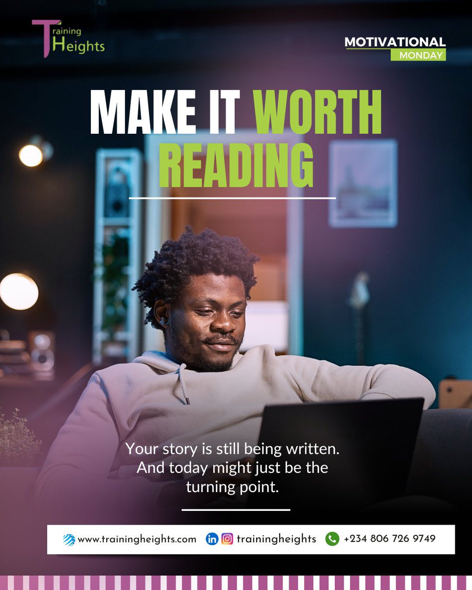 TrainingHeights's tweet photo. You’re the author of your future. What you do today can flip the whole script. 📖✨Just Send a DM
#MotivationalMonday #YoungProfessionals #CareerGoals #Empowerment #LevelUp #GrowthMindset #TrainingHeights #DreamBig #MakeItHappen https://t.co/2FocIbslOr