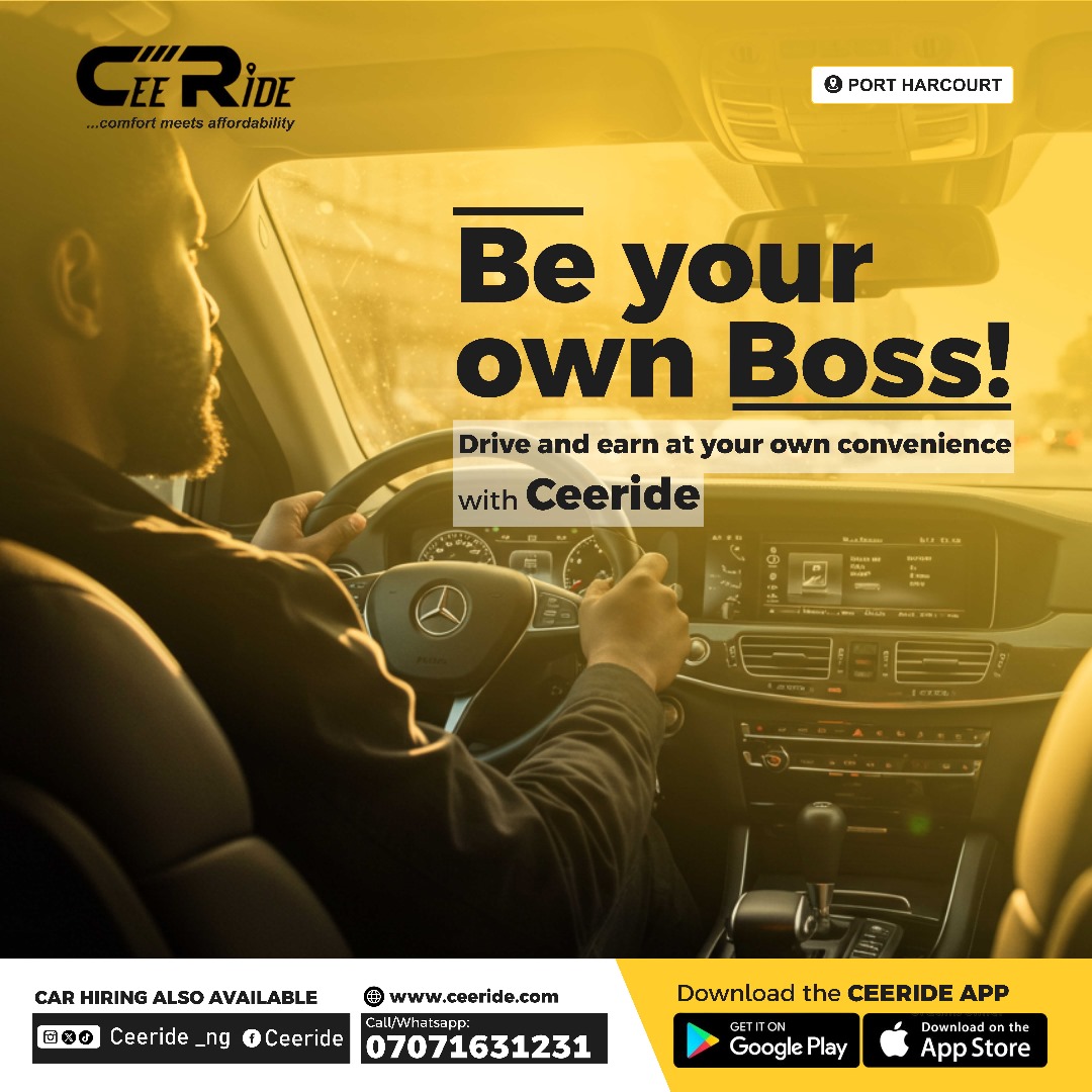Ceeride_ng's tweet image. Are you a driver in Port Harcourt?
Got a vehicle and want to earn on your terms?
 Be your own boss!
Ceeride takes just 10%.
💸 Keep 90% of your earnings.

Sign up and start earning with Ceeride today!
📲 Available on iOS and Android

#ceerideph #driveandearn #portharcourtdrivers