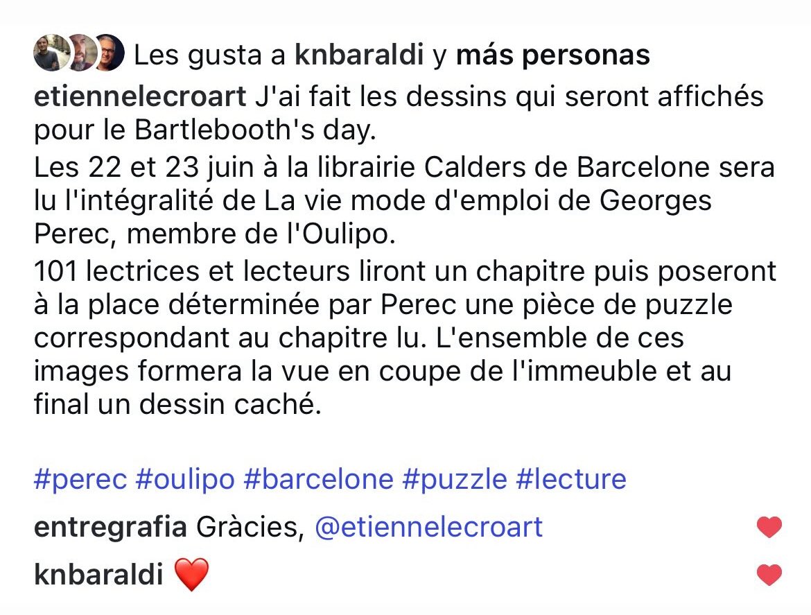 parelladaenric's tweet photo. Merci beaucoup, ETIENNE LÉCROART, vous avez été la star de notre Bartlebooth's Day! @knbaraldi @entregrafia @LaCalders https://t.co/GygUmWsnqn