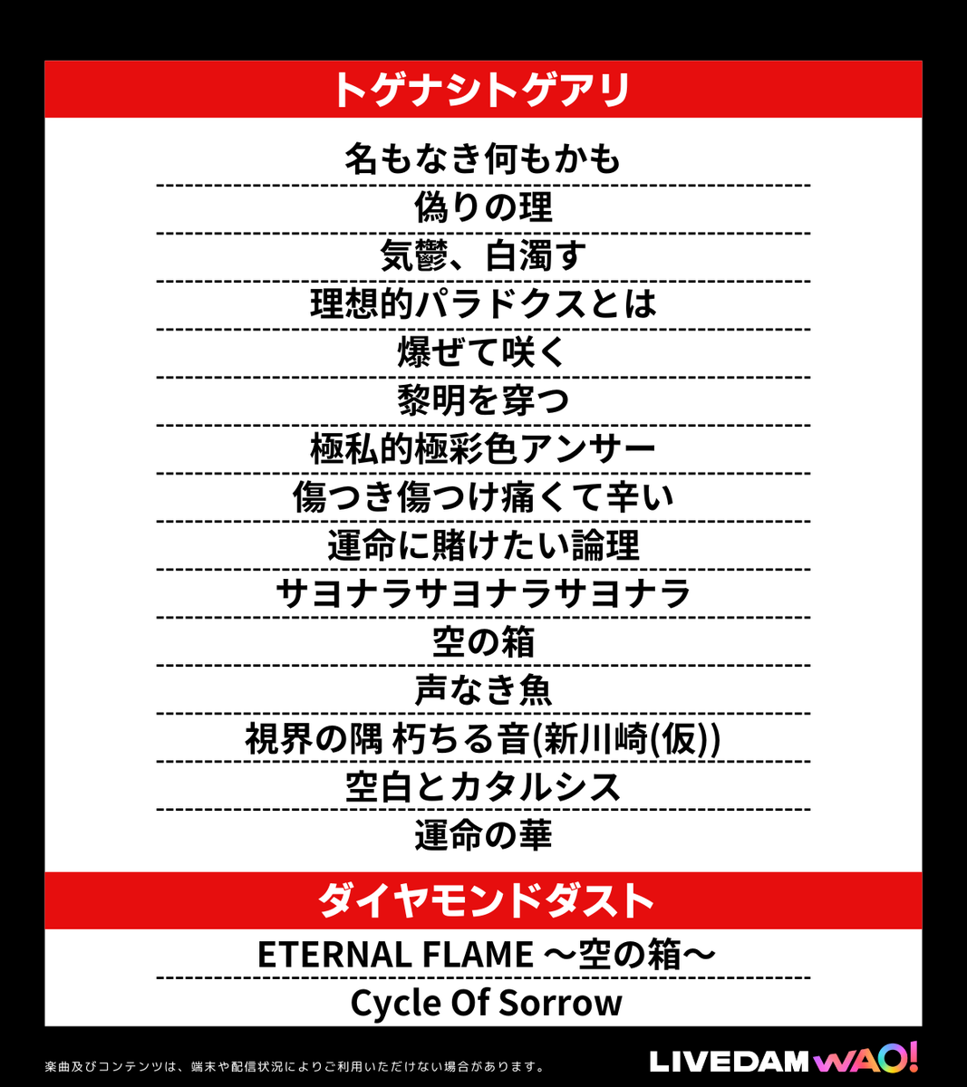 ⋱#DAMアニメ部 ピックアップ⋰
　最新機種 #LIVE_DAM_WAO!🎤
　  映像コンテンツ配信情報📺
￣￣￣￣￣￣￣￣￣￣￣￣￣￣￣

『ガールズバンドクライ』🎸

#トゲナシトゲアリ、#ダイヤモンドダスト 
の楽曲17曲が映像付きで好評配信中!!

臨場感のある演奏シーンが
観られるなんて最高すぎる…！👏