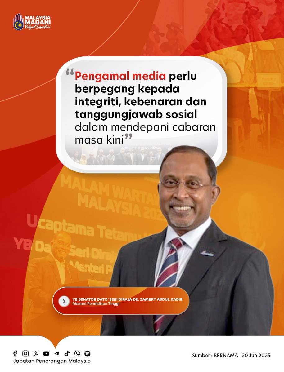 JPenerangan's tweet photo. 🔹 Dalam zaman pascanormal dan era pascakebenaran, berita palsu termasuk teori konspirasi mudah tersebar dan ia mencabar kepercayaan masyarakat terhadap media.

🔹 Wartawan moden mesti kembali kepada asas berpegang teguh pada kebenaran dan tanggungjawab sosial. 

🔹 Komitmen - https://t.co/j3nULCl8ke