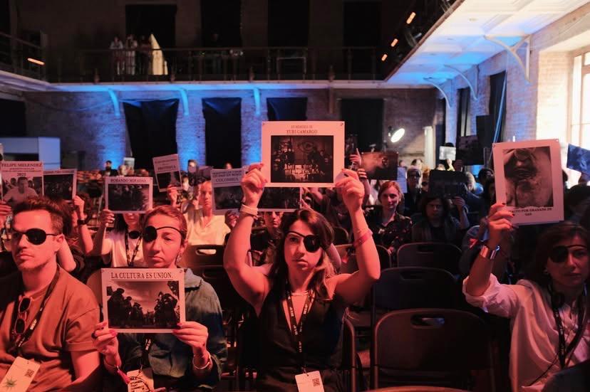 IRCT's tweet image. #UnitedAgainstTorture in #Colombia with @CapsColombia and @MocaoColombia bringing their story of #healing and #justice after #torture in protest to a global audience of story-tellers at the @zegfest in #Tiblisi, #Georgia.