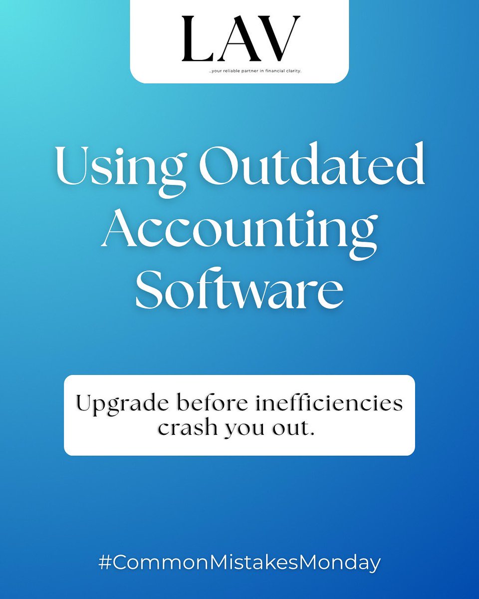 LawtechAV's tweet photo. Happy Monday!

What worked 5 years ago could be slowing you down—and costing you more than you think.

Upgrade to cloud-based, smart accounting tools that save time, reduce errors, and give you better visibility over your numbers.

#FinanceTips #Business #Accounting https://t.co/bdxk2SB6Bl
