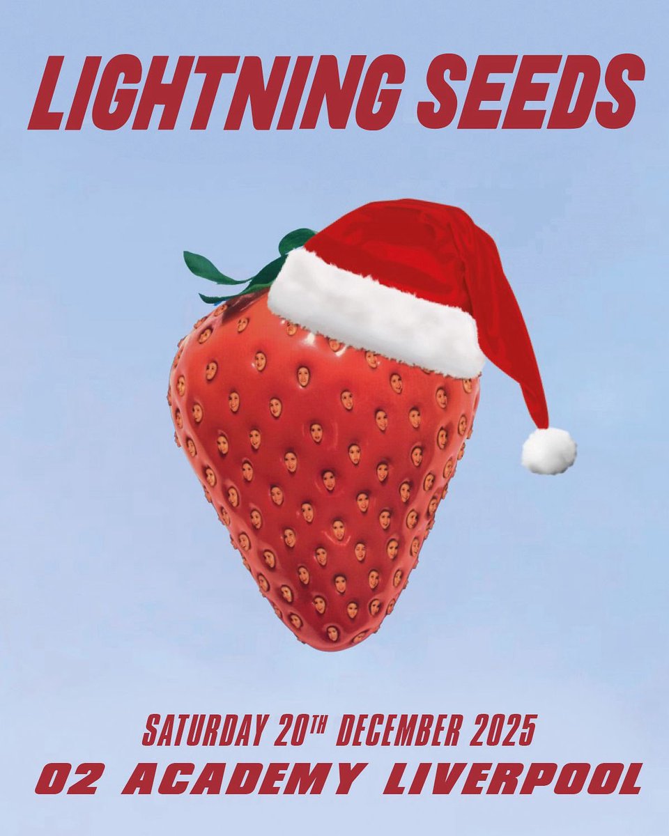 Lightning_Seeds's tweet image. We will be playing a special hometown Christmas show on 20th December at @O2AcademyLpool. Tickets go on general sale on Friday 27th June at 10am, however you can sign up now at gigst.rs/LSsu to gain early access to the pre-sale from Wednesday 25th June 🍓