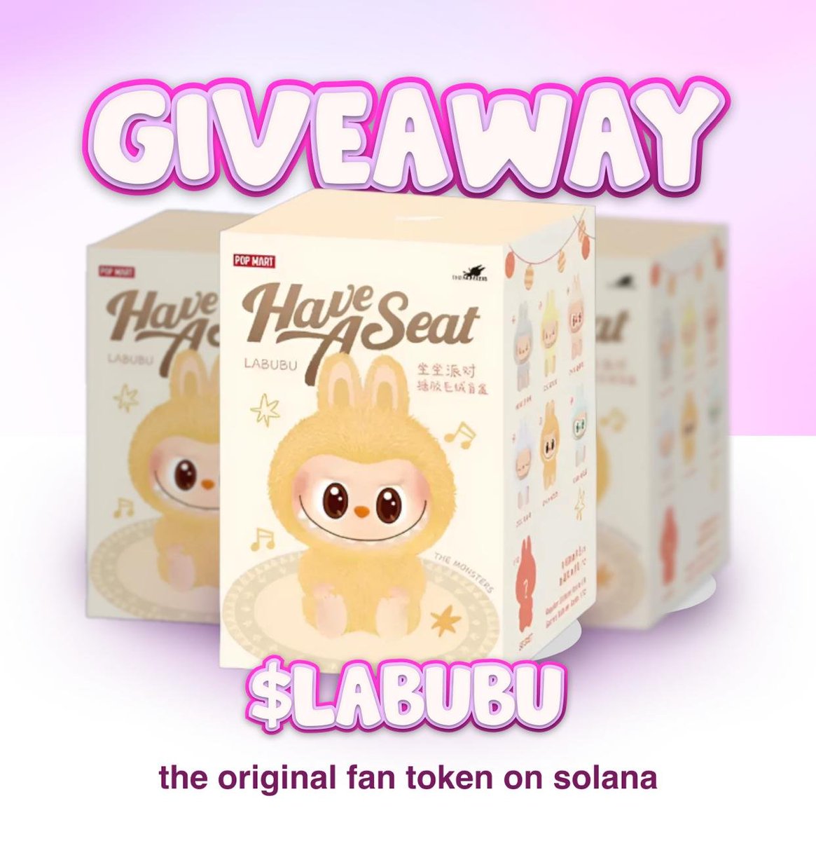 🎁LABUBU GIVEAWAY 🎁 

We are giving away 3 " Have a Seat" #labubu  to our fans!
 
Do the following for a chance to win. 

➡️Make Sure you Follow Us✅
➡️Retweet this Post ✅
➡️Comment &amp; Tag 3 Friends ✅

📷Winners will be selected in the comment section of this post. 

Are you a
