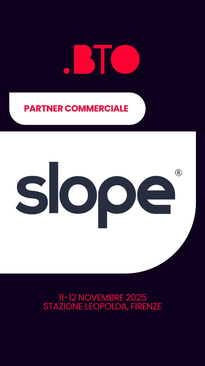 🙌 Slope partner di #BTO2025! 
🖥 il software gestionale cloud e tutto in uno per hotel, ristoranti e sale meeting. 
In un’unica piattaforma cloud: PMS, booking engine, channel manager, CRM, strumenti di marketing, fatturazione.

Scopri di più 👉  bto.travel/espositori/slo…