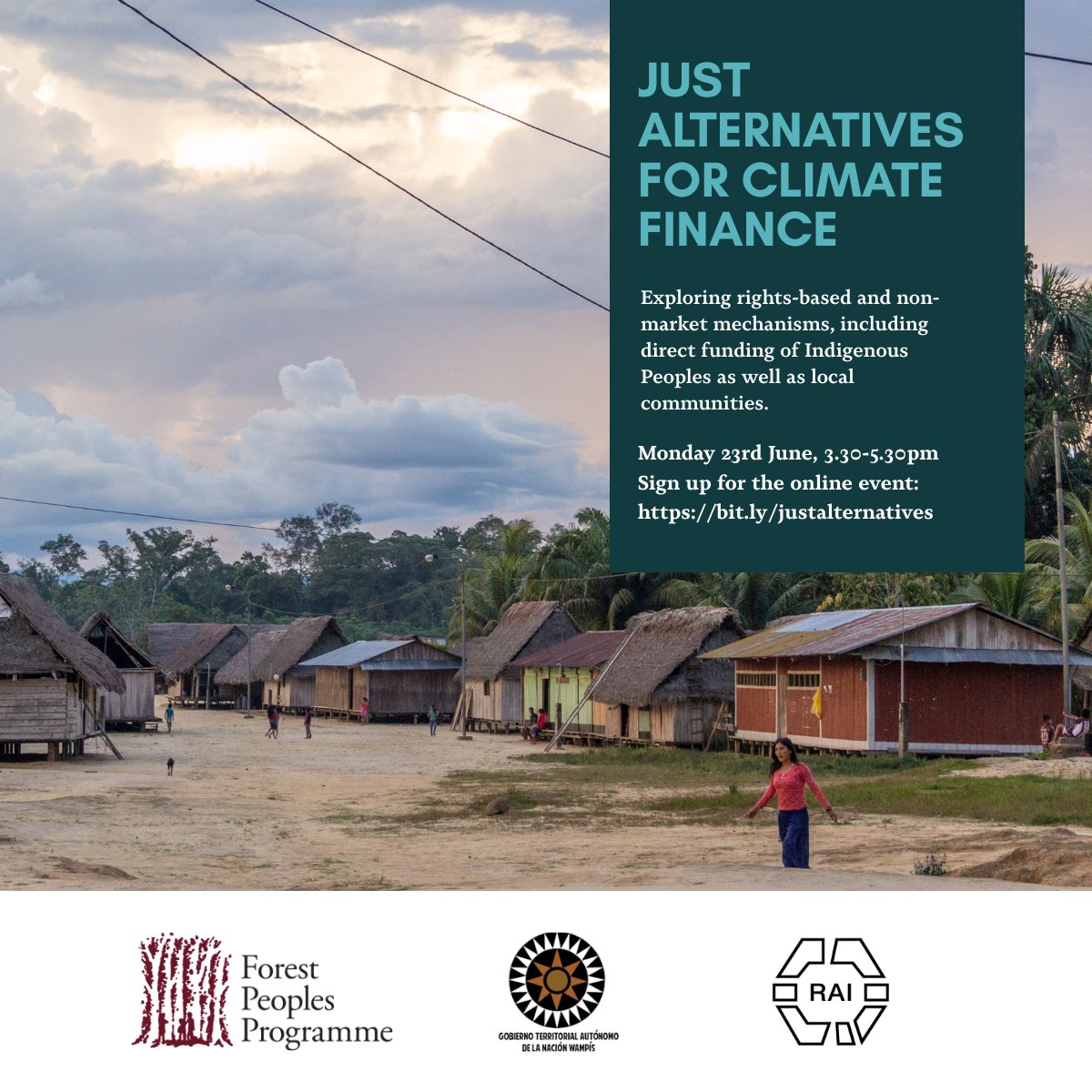 Forest Peoples Programme (@forestpeoplesp) on Twitter photo Join us tonight this <a href="/london_climate/">London Climate Action Week</a> for a panel discussion featuring Indigenous Wampis leaders, followed by a Q&A on rights-based and non-market mechanisms, including #directfunding for #Indigenouspeoples and #localcommunities.
📅23 June | 3:30–5:30pm
us02web.zoom.us/webinar/regist… Join us tonight this <a href="/london_climate/">London Climate Action Week</a> for a panel discussion featuring Indigenous Wampis leaders, followed by a Q&A on rights-based and non-market mechanisms, including #directfunding for #Indigenouspeoples and #localcommunities.
📅23 June | 3:30–5:30pm
us02web.zoom.us/webinar/regist…