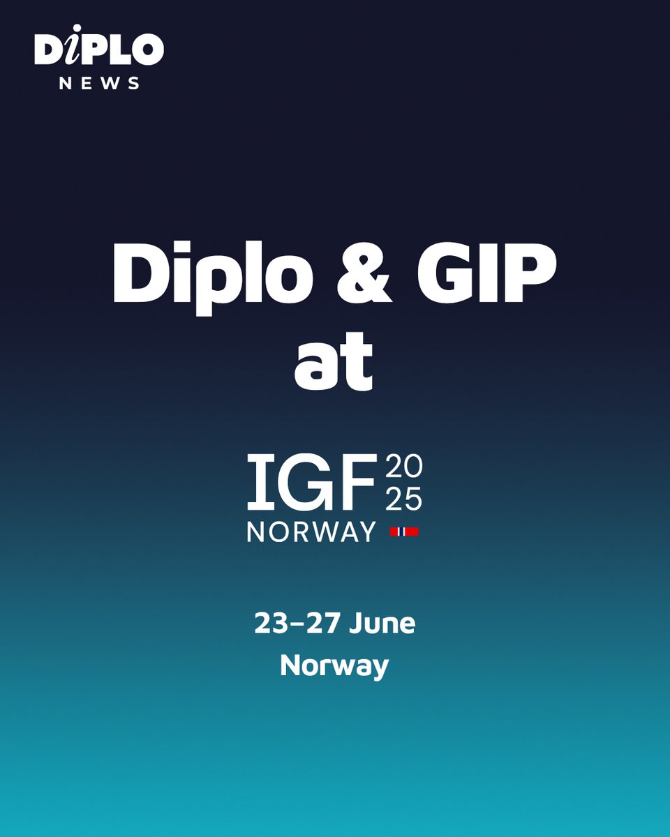 DiplomacyEdu's tweet image. We’re heading to #IGF2025 in Lillestrøm! 🌐Diplo and GIP will be on the ground with live coverage, daily reports and AI-powered tools.

Visiting #Norway? Come see us at our booth #45 in the IGF Village and discover what we’re doing at the intersection of technology and…