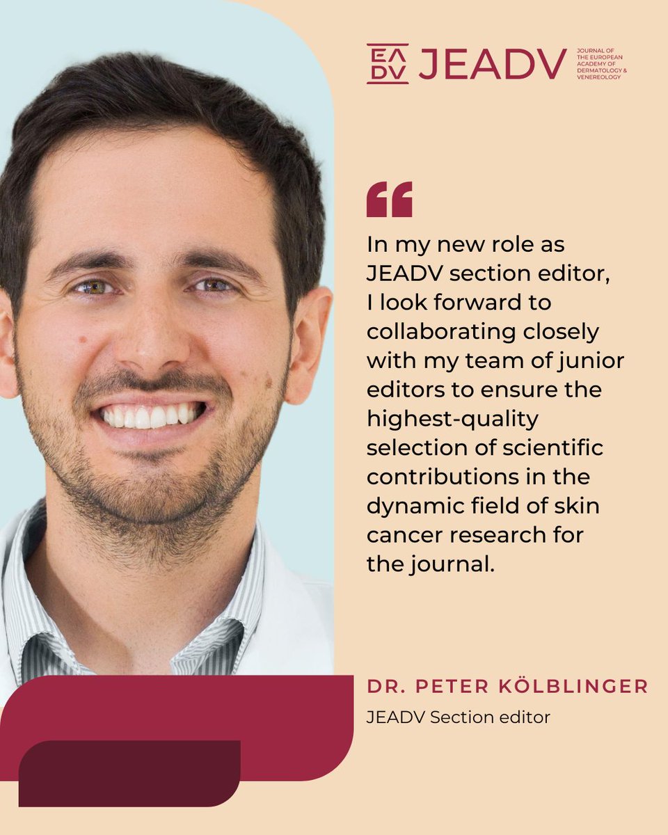 TheJEADV's tweet image. Let’s welcome Dr. Peter Kölblinger to the #JEADV as Section Editor! 🎉 A specialist in dermato-oncology and #melanoma research, Dr. Kölblinger leads the Unit of Dermato-Oncology at Paracelsus Medical University in Salzburg. Join us in giving him a warm welcome! 👏
#dermatology