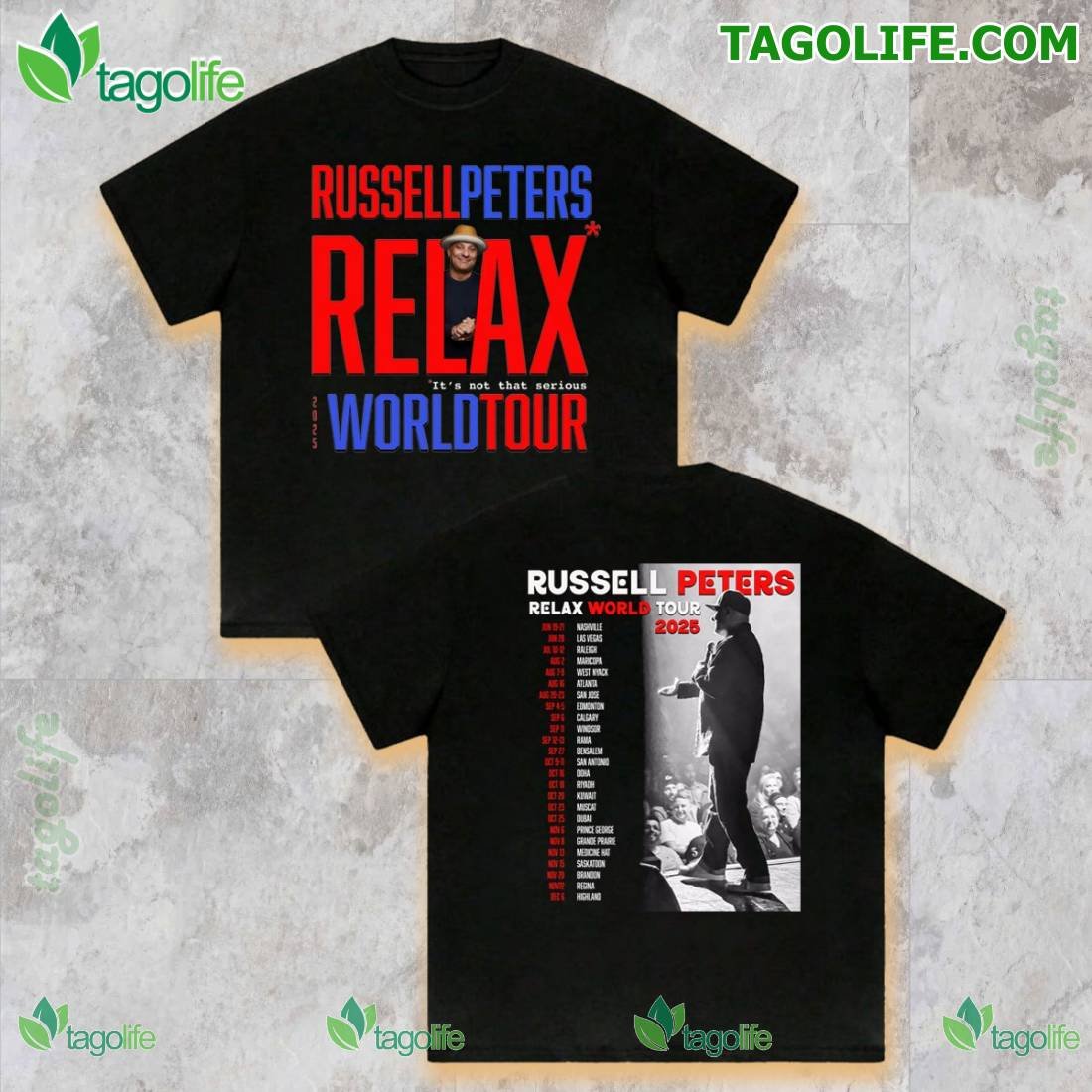chinhan81771682's tweet image. Russell Peters Relax World Tour 2025 T-shirt
Get ready to laugh with this Russell Peters "Relax World Tour 2025" T-shirt. Show your love for comedy! #RussellPeters #ComedyTour #RelaxWorldTour #standupcomedy 

Buy here: tagolife.com/cross/russell-…