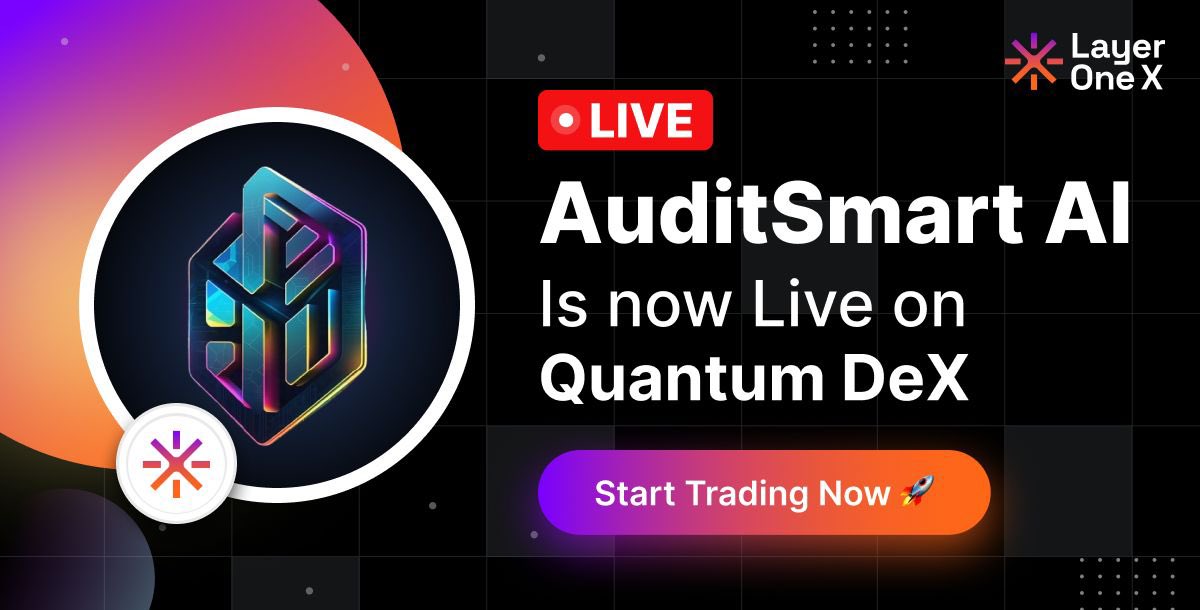 LayerOneX's tweet photo. 🚨 AuditSmart AI ($AST) is now LIVE on Quantum DeX.

The first AI-powered audit-verification token is officially trading at an opening price of $0.01.

🔗 Token Pair: AST / L1X
💰 Listing Price: 1 cent

🛡️ AuditSmart AI ($AST) is the first tokenized audit-verification layer that transforms smart contract security into on-chain reputation.

📜 From audit reports to verified NFTs, AuditSmart empowers devs, dApps, and users to trust the code they deploy and use.

⚡ Trade now: https://t.co/W4srwILKfv