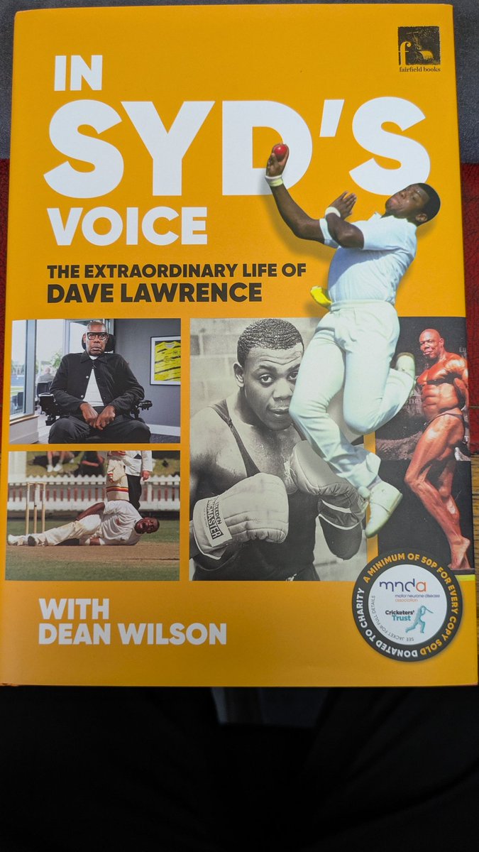 archivist_al's tweet image. Very poignant receiving a copy of David Lawrence's autobiography in the library today after the sad news of his death yesterday, his portrait by Tom Shaw hangs in the England's Black Cricketers exhibition with a black ribbon to mark his passing