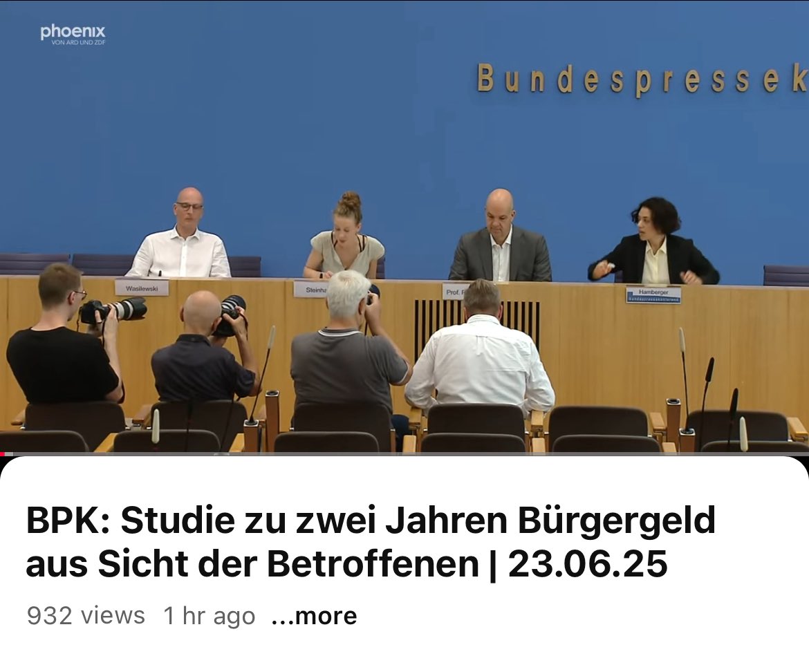 Wir haben 1.014 Bürgergeldbeziehende befragt – als Gegengewicht zu einer Politik, die lieber über statt mit Menschen spricht. Die Ergebnisse haben wir heute auf der BPK vorgestellt. Hier geht es zur Aufzeichnungen. youtube.com/watch?v=ck_t6N…