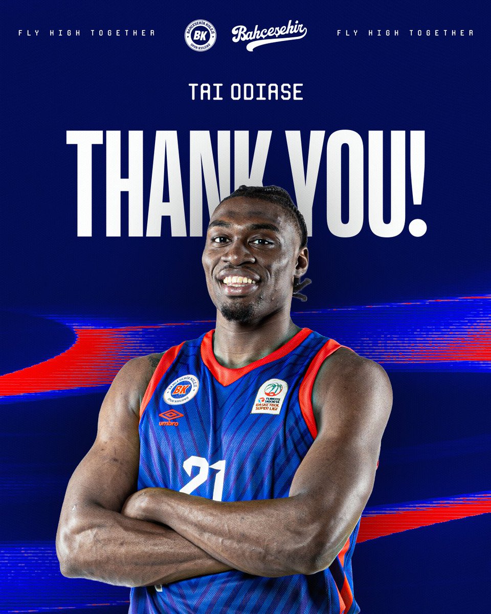 🙏 𝐓𝐞𝐬̧𝐞𝐤𝐤𝐮̈𝐫𝐥𝐞𝐫 𝐓𝐚𝐢 𝐎𝐝𝐢𝐚𝐬𝐞!

🤝 2024–2025 sezonunda takımımıza katılarak önemli katkılarda bulunan Tai Odiase ile yollarımız ayrılmıştır.

❤️💙 Tüm emekleri için Tai’ye teşekkür ediyor, kariyerinin geri kalanında başarılar diliyoruz.

🙌 Thank you for