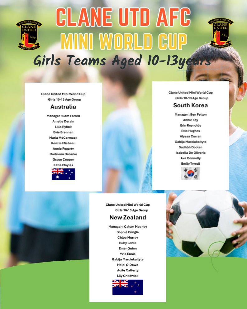 Mini World Cup 2025
Girls Teams Aged 10-13 years