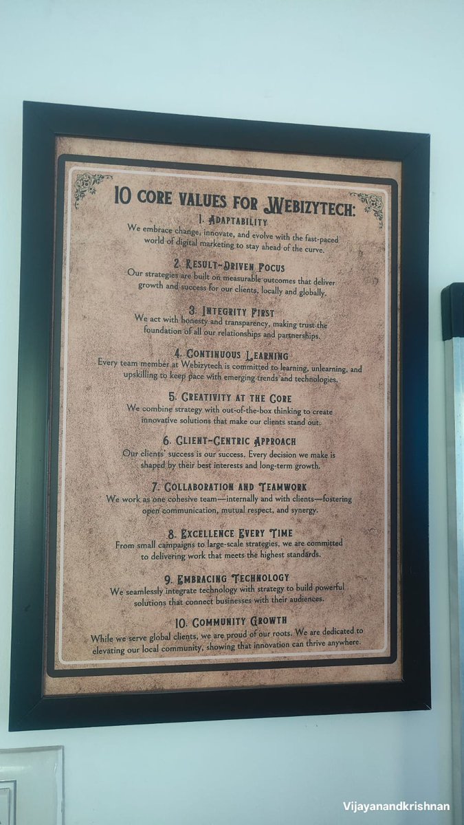 webizytech's tweet image. 📜 10 Core Values. 1 Clear Mission.
At Webizytech, we don’t just run campaigns — we live by principles that drive transformation.

🧭 Let’s grow your business the smart way.

🌐 vist.ly/3n7k99s
📞 9159520924

#Webizytech #MarketingWithPurpose #DigitalValues  #Madurai