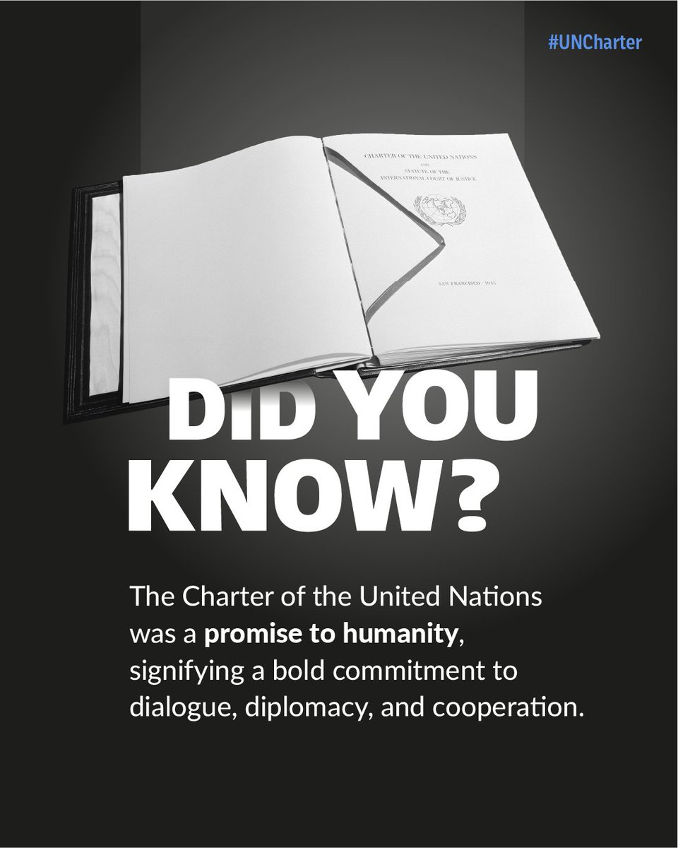 For a generation scarred by world wars, the Holocaust, &amp; the Great Depression, the #UNCharter was a bold commitment to dialogue, diplomacy, &amp; cooperation. 
The San Francisco Conference recognized that doing it alone had failed. Global challenges demanded a united global response.
