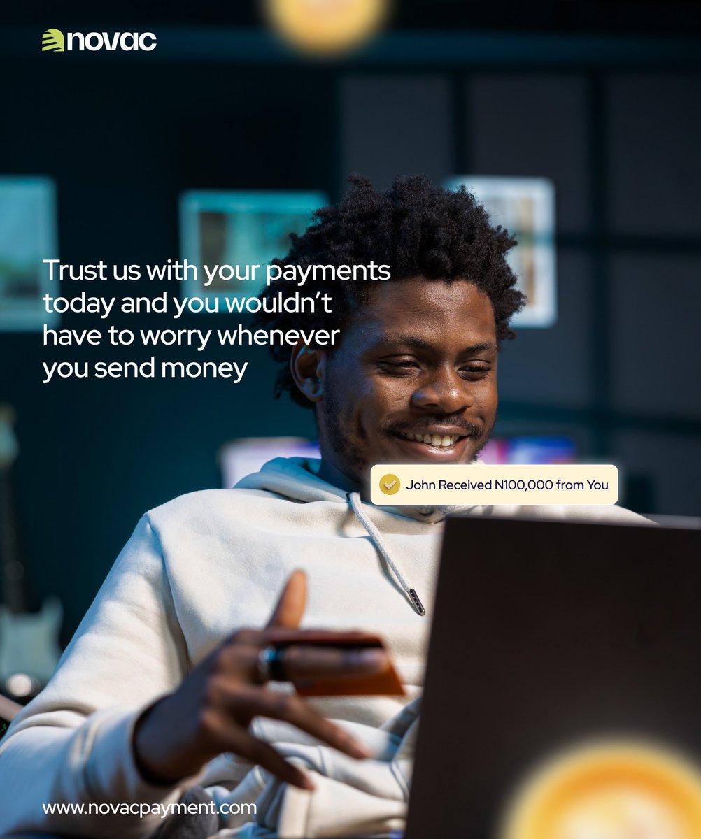 novacpayment's tweet photo. Send money, receive money, get notified, stay in control. No delays. No stress.
https://t.co/GH90FkISlG
#NovacPayments #SecureTransactions #FintechNigeria #MoneyWithoutWorries #ReliableTransfers https://t.co/vFW7XILo8Z