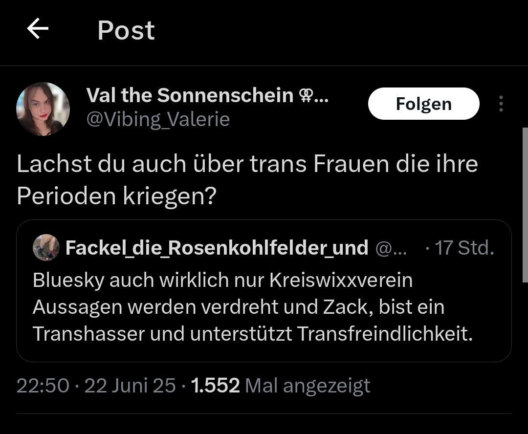 Noch so ein Kandidat ,🙄 der glaubt, Transfrauen bekommen ihre Tage