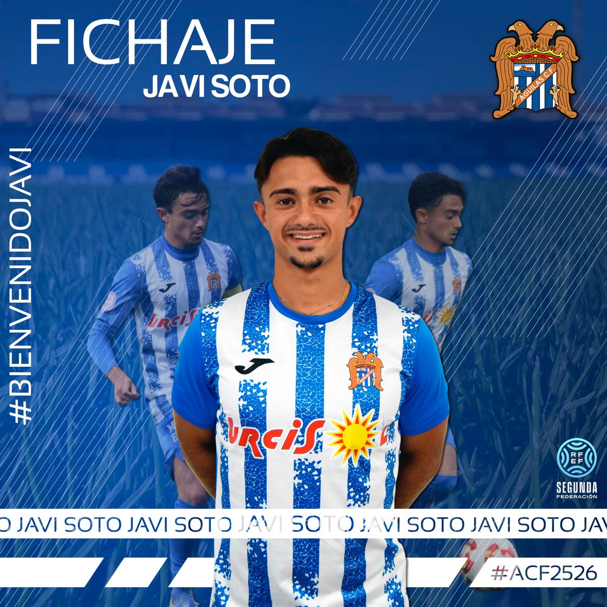 aguilas_fc's tweet photo. 📣 𝗢𝗙𝗜𝗖𝗜𝗔𝗟 | El aguileño Javi Soto renueva y sube al primer equipo.

📰 Noticia completa: https://t.co/8wxs6TjLzV 📲

#𝗔𝗙𝗖𝟮𝟱𝟮𝟲 💙🤍 https://t.co/m9LbLS8tzw