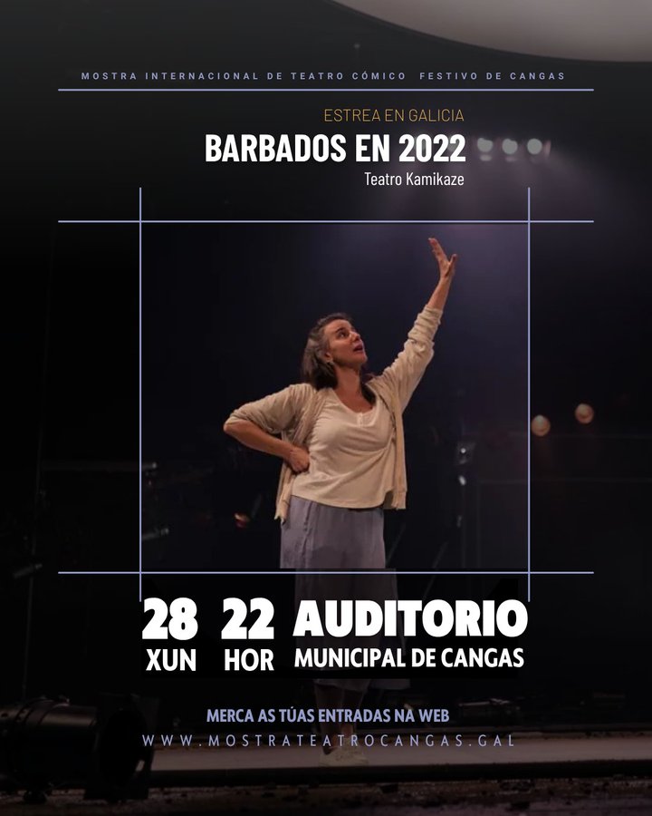 Barbados en 2022, de Pablo Remón, sábado 28 de junio en la Mostra Internacional de Teatro Cómico Festivo de Cangas, Pontevedra.

Dos actores, un espacio en blanco. ¿Quiénes son?   Imposible saberlo. ¿Son personajes? No lo son. ¿Hay  una historia? No la hay. Sólo hay palabras...