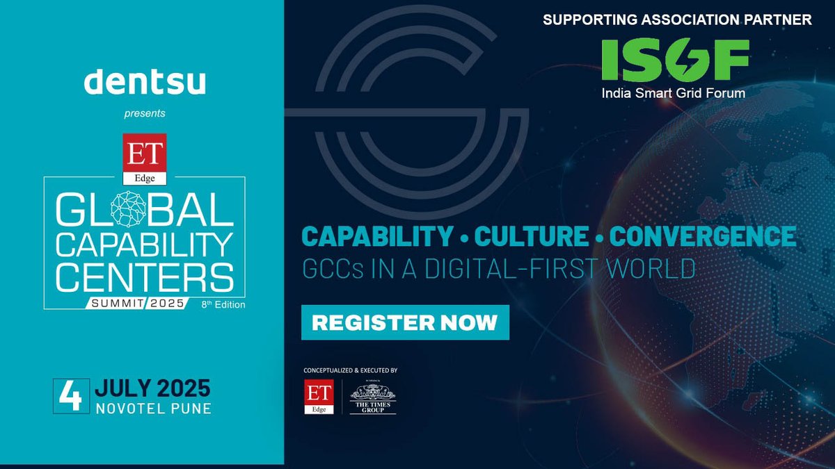 India Smart Grid Forum (@indiasmartgridf) on Twitter photo As Supporting Association Partner, ISGF invites you to the 8th Edition of <a href="/ET_Edge/">ET Edge</a> GCC Summit 2025 planned on the theme Capability, Culture, Convergence: GCCs in a Digital-First World on 4th July 2025 in Pune
Register Now: et-edge.com/conferences/gc…
<a href="/rejipillai/">Reji Kumar Pillai</a> | <a href="/suri_reena/">Reena Suri</a> As Supporting Association Partner, ISGF invites you to the 8th Edition of <a href="/ET_Edge/">ET Edge</a> GCC Summit 2025 planned on the theme Capability, Culture, Convergence: GCCs in a Digital-First World on 4th July 2025 in Pune
Register Now: et-edge.com/conferences/gc…
<a href="/rejipillai/">Reji Kumar Pillai</a> | <a href="/suri_reena/">Reena Suri</a>
