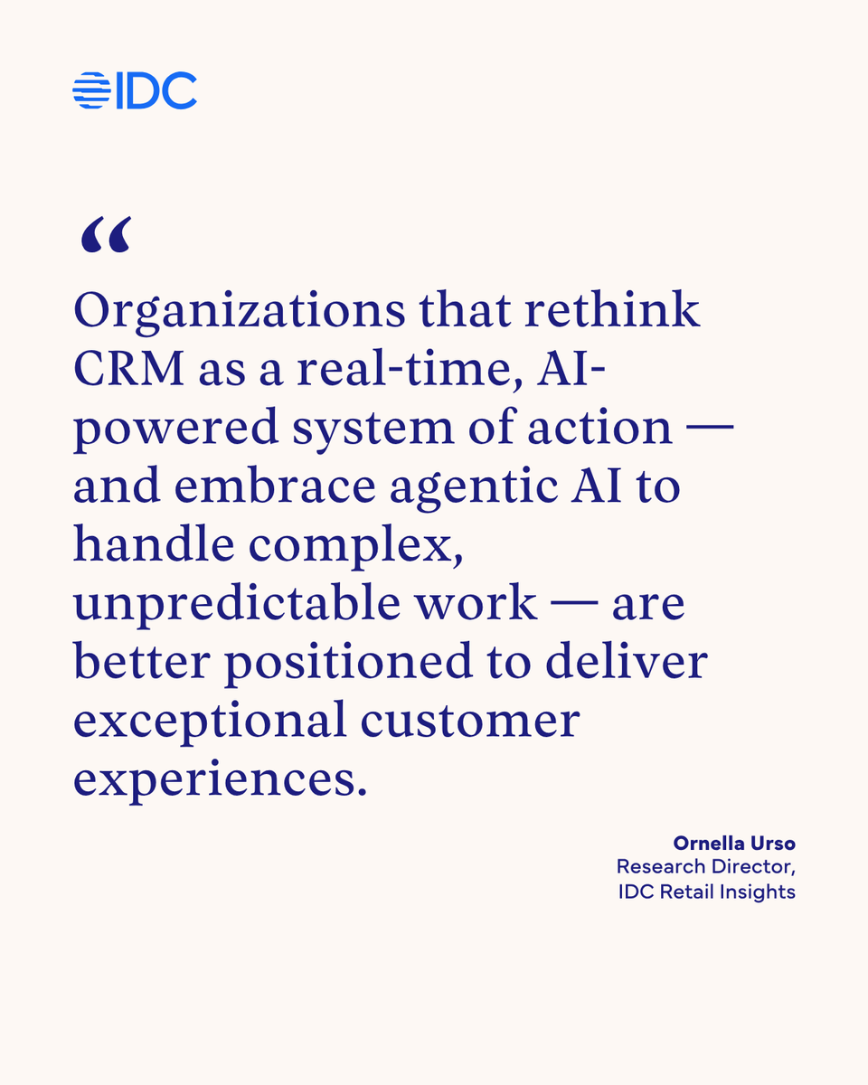 Learn more about how  integrating agentic AI into your CRM will deliver exceptional customer  experiences in this recent blog by Ornella Urso and Neil Ward-Dutton: blog-idceurope.com/rethinking-crm…