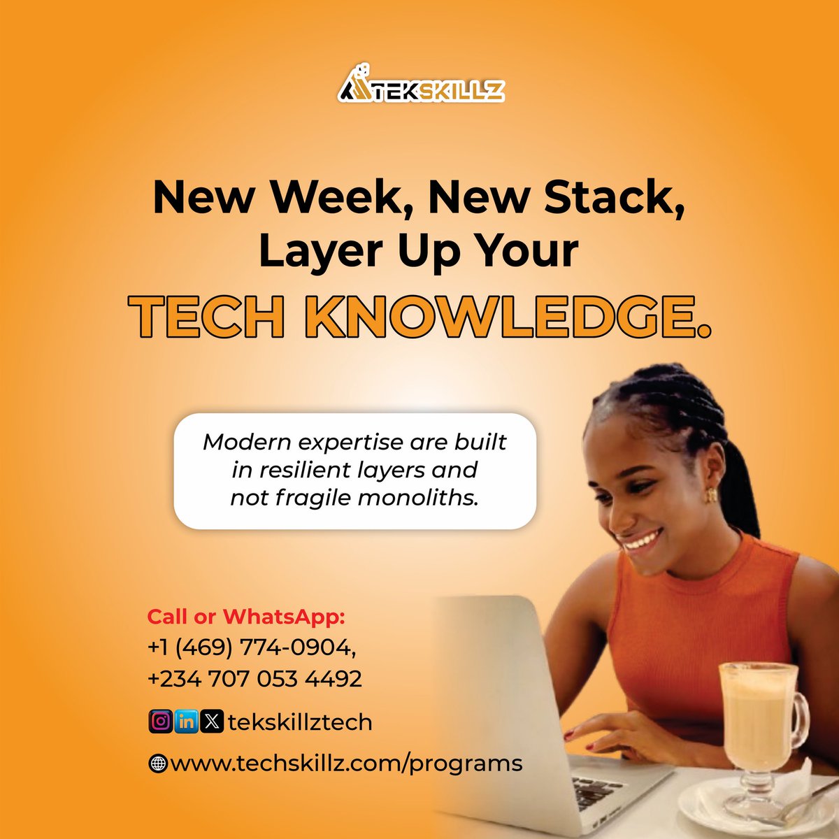 TekskillzTech's tweet image. 🚀 New Week, New Stack, New Heights, This week, layer up your tech knowledge. 

📞 Got questions? Reach out!  
📍 Call/WhatsApp: +1 (469) 774-0904 | +234 707 053 4492  

🌐Explore more - techskillz.com/programs 

#tekskillztech #TechGrowth #SkillStack #InnovateEveryday #Tekskillz