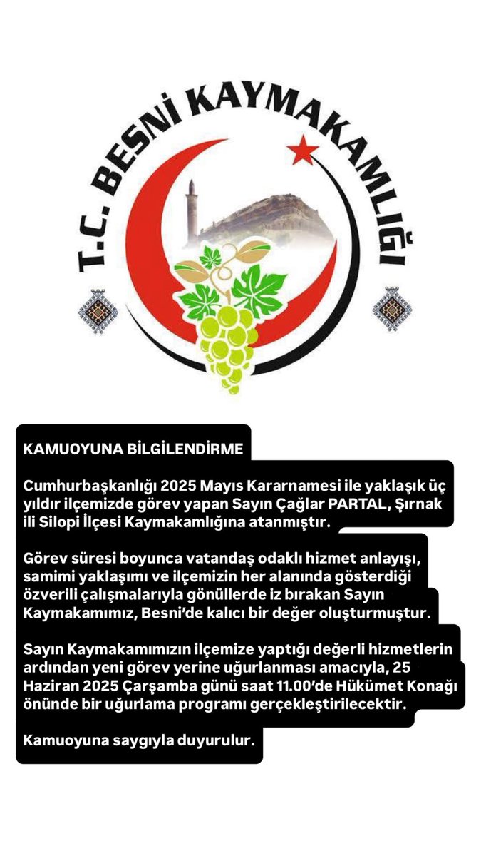 Besni Kaymakamlığı (@besnikaymakam) on Twitter photo 