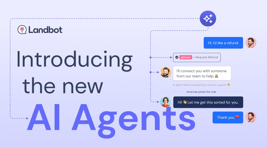 🚨 New product release: AI Agents! 🚨

A powerful new way to bring intelligent &amp; dynamic conversations into your Landbot flows. 💪

Check out the #AI Agents implementation guide (with video): help.landbot.io/article/19s0hl…

And start building your AI Agents here: app.landbot.io/gui/assistant?…