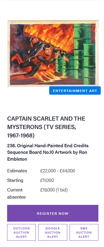 Plowperson's tweet photo. @GerryAndersonTV @RichardNJames On the Prop Store web site, an auction of upcomming Pop art.. https://t.co/garZBqRaiV