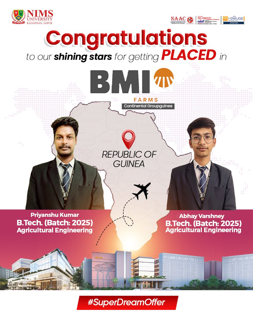 NIMS University (@nimsuniversity) on Twitter photo A huge congratulations to our shining stars ๐๐ซ๐ข๐ฒ๐๐ง๐ฌ๐ก๐ฎ ๐๐ฎ๐ฆ๐๐ซ ๐๐ง๐ ๐๐๐ก๐๐ฒ ๐๐๐ซ๐ฌ๐ก๐ง๐๐ฒ ๐๐ซ๐จ๐ฆ ๐.๐๐๐๐ก. ๐๐ ๐ซ๐ข๐๐ฎ๐ฅ๐ญ๐ฎ๐ซ๐๐ฅ ๐๐ง๐ ๐ข๐ง๐๐๐ซ๐ข๐ง๐ (๐๐๐ญ๐๐ก ๐๐๐๐) for getting placed at ๐๐๐ ๐
๐๐ซ๐ฆ๐ฌ โ ๐๐จ๐ง๐ญ๐ข๐ง๐๐ง๐ญ๐๐ฅ A huge congratulations to our shining stars ๐๐ซ๐ข๐ฒ๐๐ง๐ฌ๐ก๐ฎ ๐๐ฎ๐ฆ๐๐ซ ๐๐ง๐ ๐๐๐ก๐๐ฒ ๐๐๐ซ๐ฌ๐ก๐ง๐๐ฒ ๐๐ซ๐จ๐ฆ ๐.๐๐๐๐ก. ๐๐ ๐ซ๐ข๐๐ฎ๐ฅ๐ญ๐ฎ๐ซ๐๐ฅ ๐๐ง๐ ๐ข๐ง๐๐๐ซ๐ข๐ง๐ (๐๐๐ญ๐๐ก ๐๐๐๐) for getting placed at ๐๐๐ ๐
๐๐ซ๐ฆ๐ฌ โ ๐๐จ๐ง๐ญ๐ข๐ง๐๐ง๐ญ๐๐ฅ